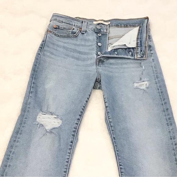 Levi’s 28 (6/7) Wedgie Straight Women’s Jeans Distressed High Rise Cropped - Picture 4 of 13
